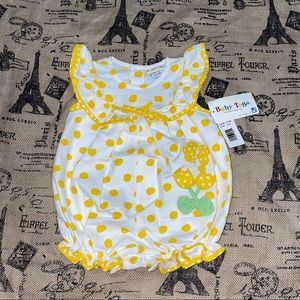Baby Togs NWT! White/Yellow Polka Dot Floral Embroidered Jumpsuit